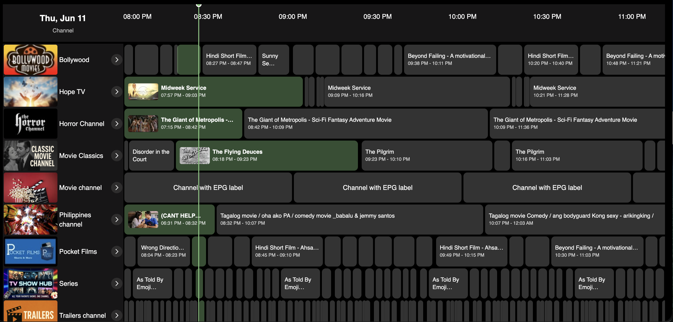 End-user Electronic Program Guide (EPG) in Bamboo Cloud